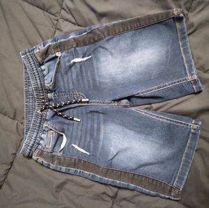 Wonder Nation boys distressed jeans shorts with black trim, size 10-12